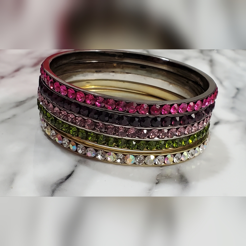 5 Pcs. Crystals Rhinestones Bangles